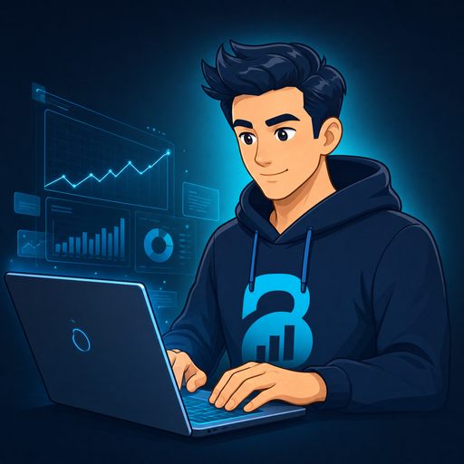 The Analyst working at a laptop — illustration