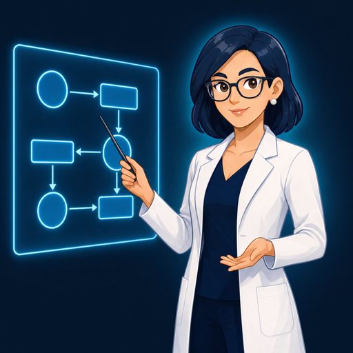 The Guide presenting information — illustration
