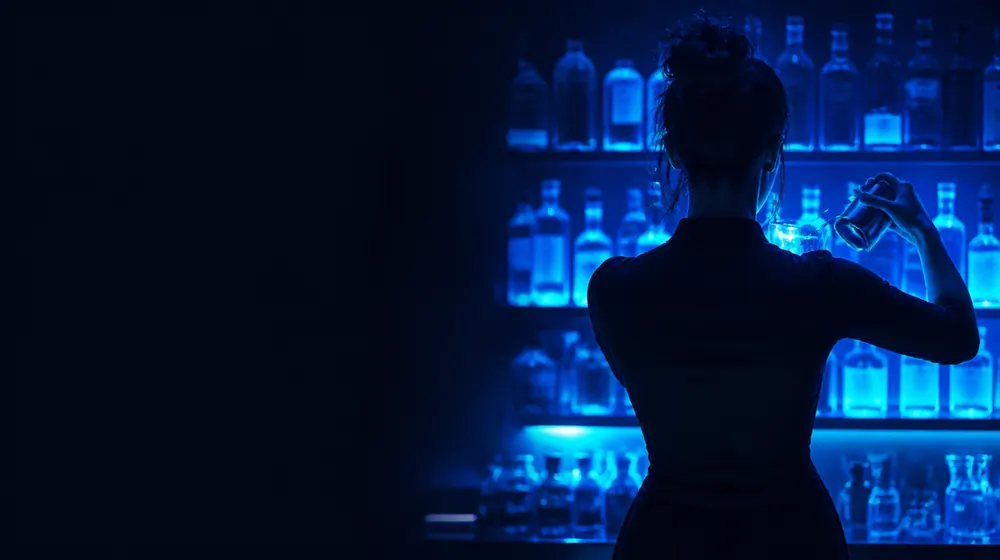 Bartender OnlyFans creators — bartender mixing a drink at a backlit bar
