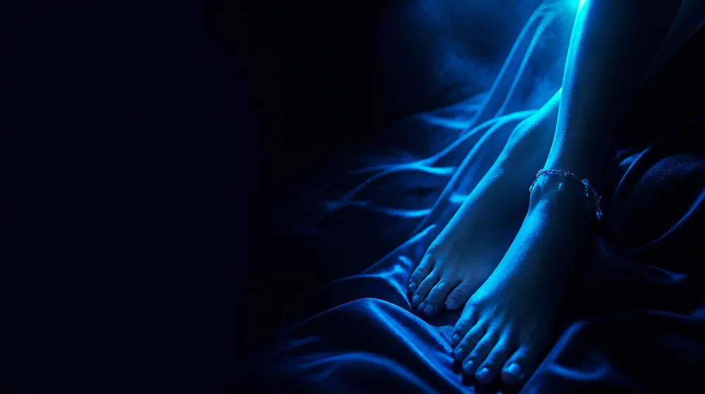 Feet OnlyFans creators — bare feet with an anklet resting on silk sheets