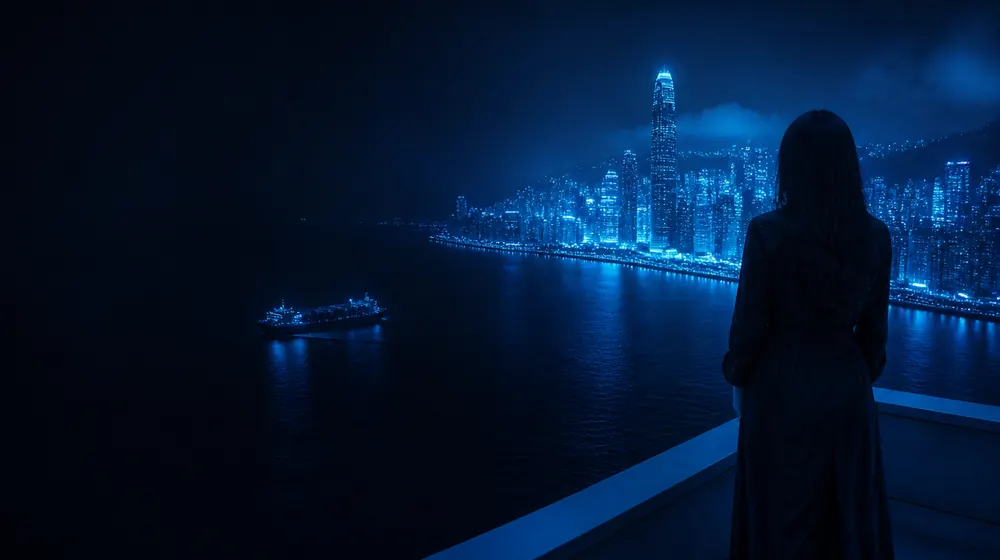 Great Lakes OnlyFans creators — woman on a rooftop overlooking a glowing skyline, a freighter crossing the vast inland sea